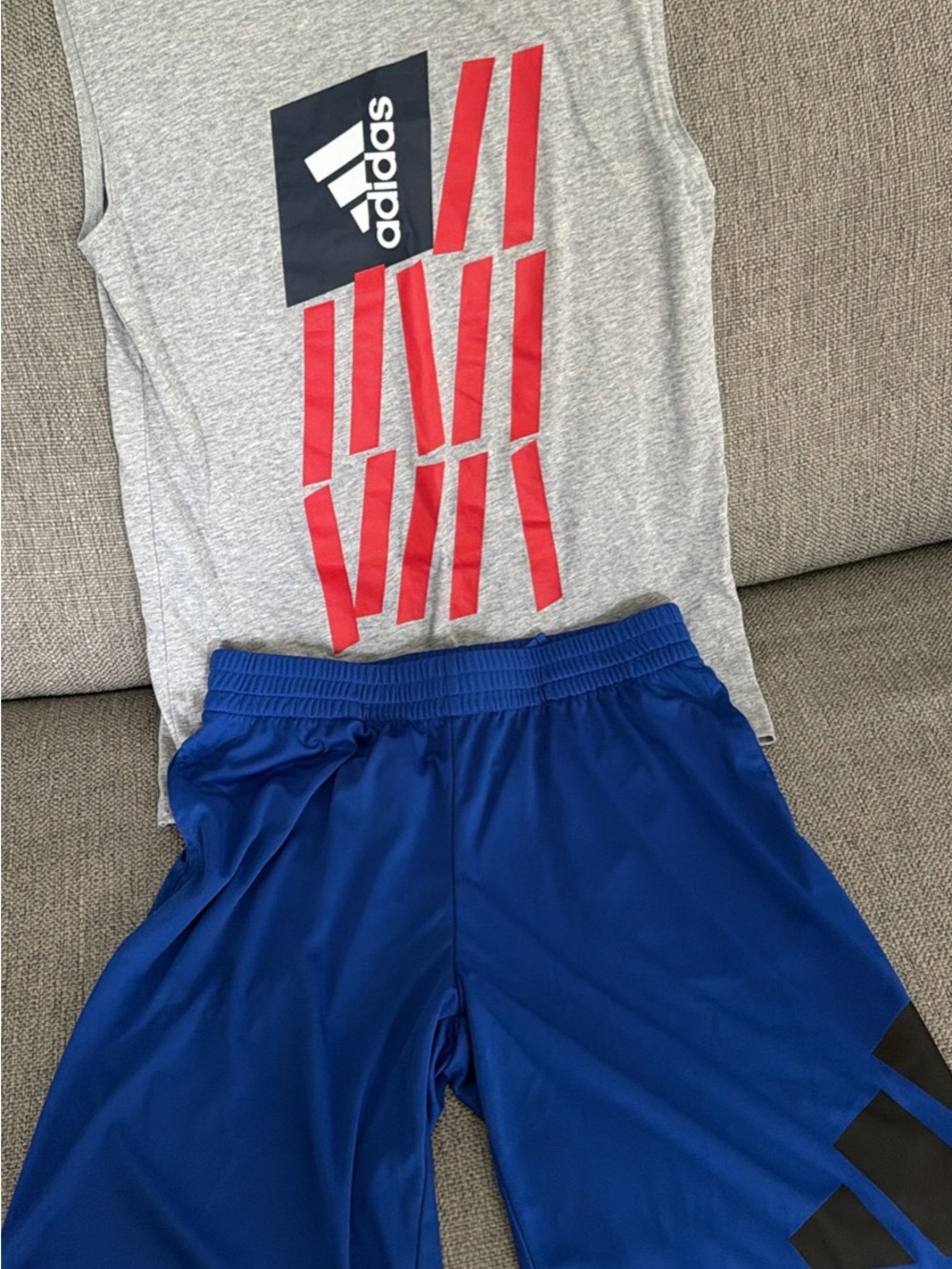 adidas sleeveless flag shirt and shorts set
